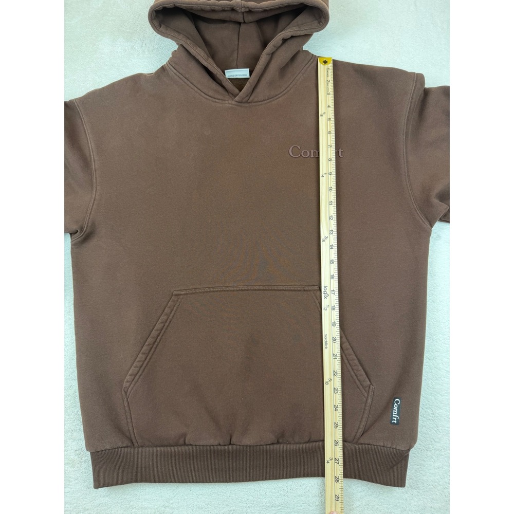 Comfrt Hoodie Chocolate Brown Heavyweight Fleece Pullover Mens L Puff Logo - Picture 14 of 15